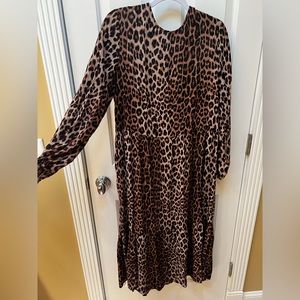 H&M Long-Sleeved Leopard Print Maxi Dress, Size S